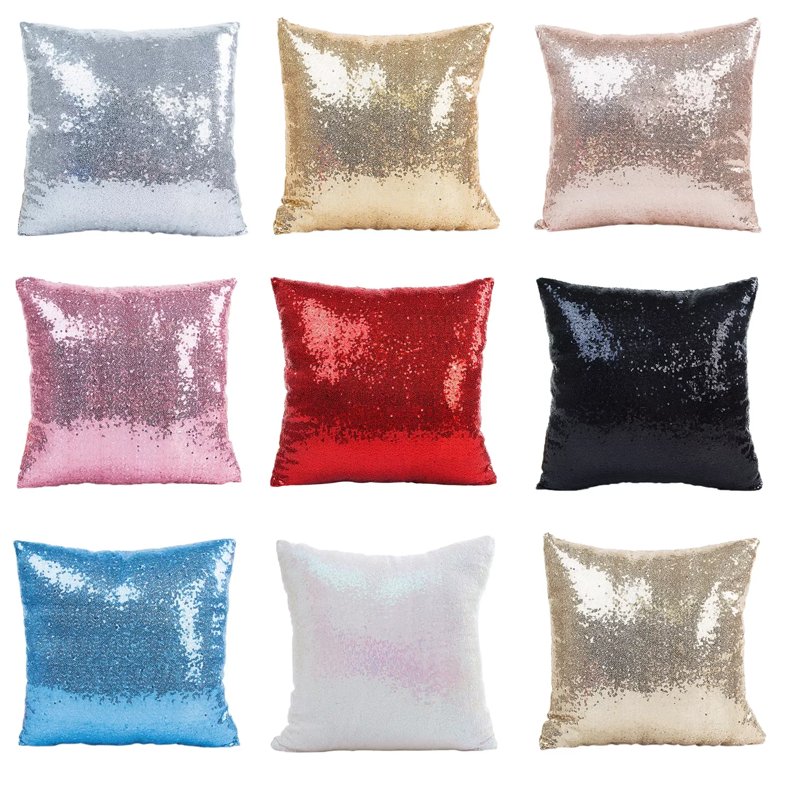 

Glitter Gold Sequins Pillow Case Luxury Sofa Cushion Cover Decorative Pillowcase 40x40 Silver Pink Square Zipper Pillow Cover