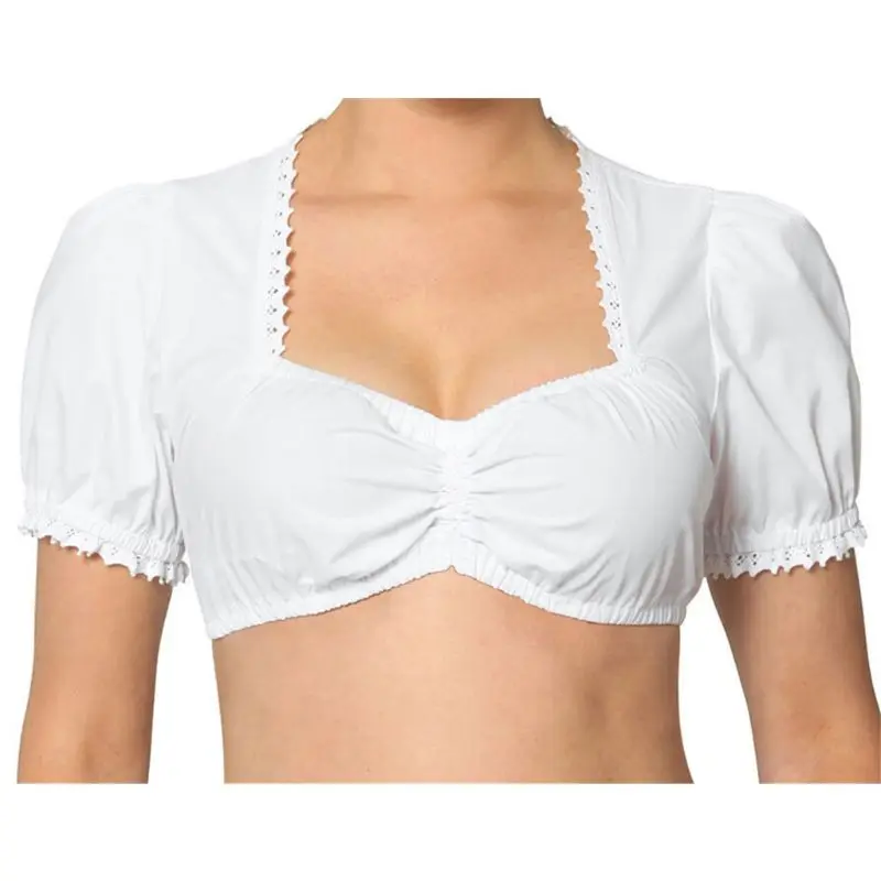 

Ethnic Style White Shirt Fashion Women Sleeve Super Short Top Oktoberfest