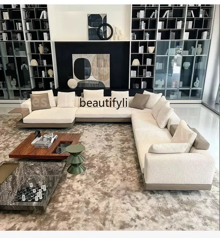 zq Итальянский минималистичный тканевый диван для гостиной большой угловой