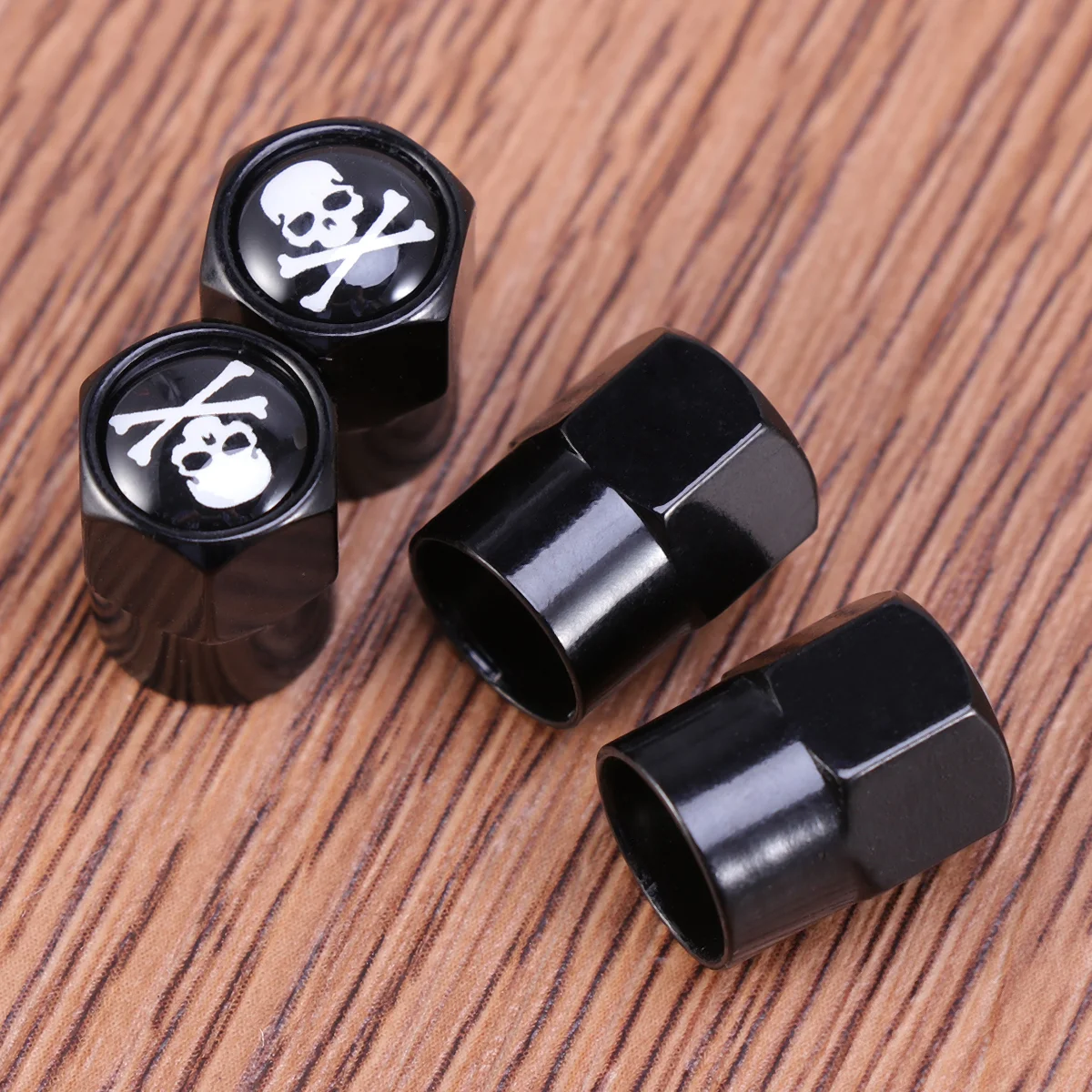 

4PCS Stem Covers Pattern Unique Car Tyre Universal Dust Cap(Black)