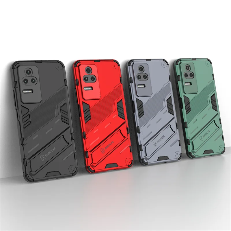Punk Case Poco F4 Case Poco F4 Cover Coque Shell Fundas Armor Shockproof Hard Stand PC Phone Bumper For Poco F4