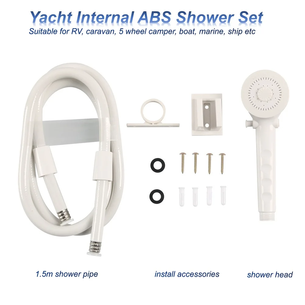 

Yacht Interior Shower with 1.5m Pipe Bathroom ABS Handle Shower for RV 5 Wheel Camper Caravan Motorhome Marine Ship