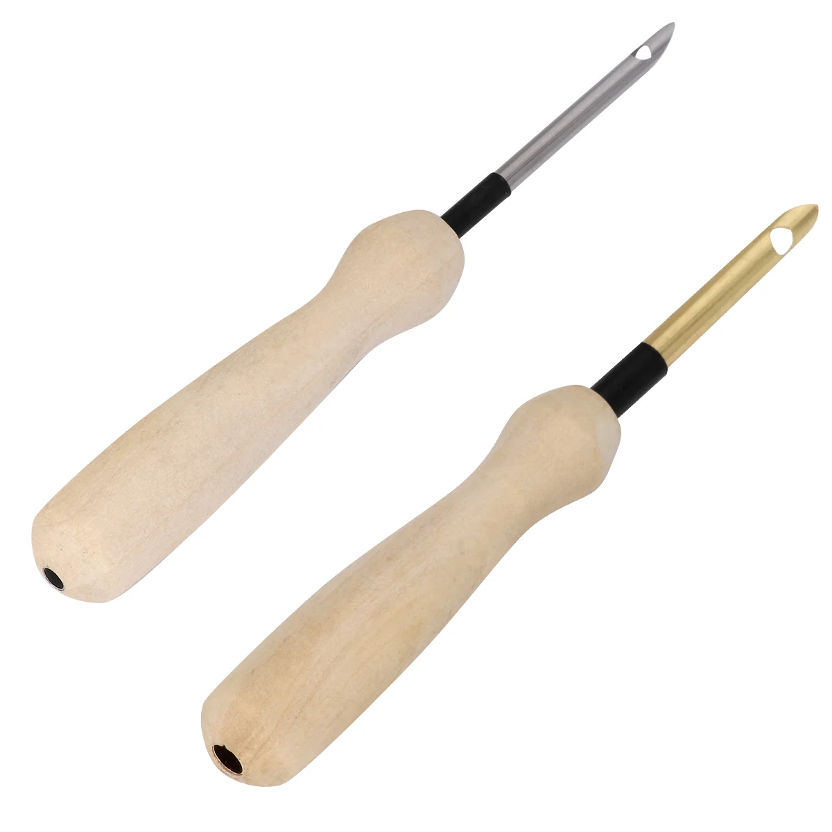 

Перфоратор с деревянной ручкой для вязания, инструменты «сделай сам» (золотой, серебряный), 2 шт.