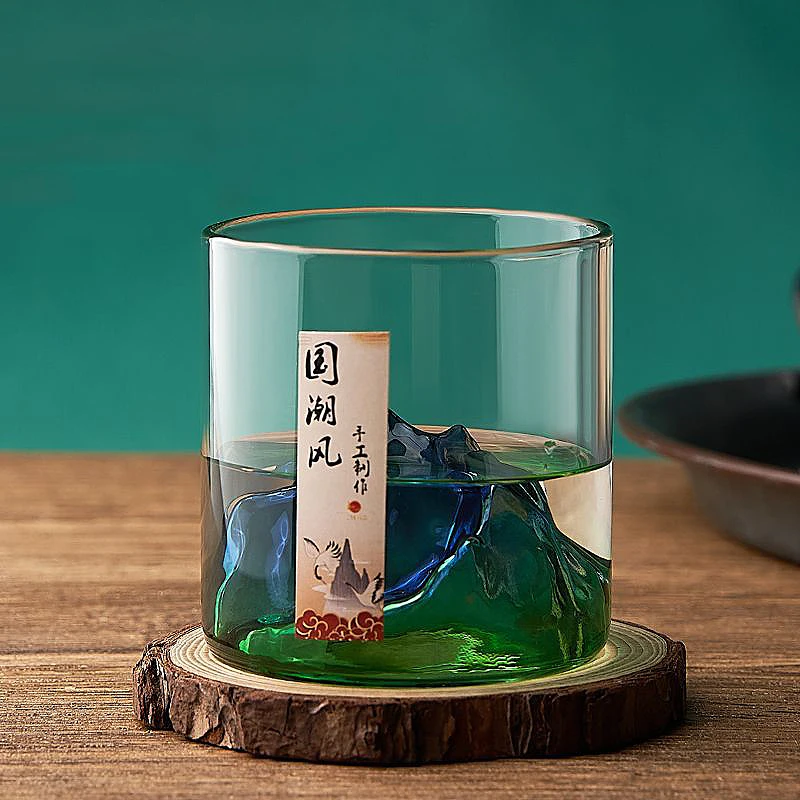 

Japanese Whisky Glass Cup 3D Mountain Water Glass Glacier Mug Vodka Wine Cup Glass Fuji Artwork Gift Whisky Bottle Drinkware Hot