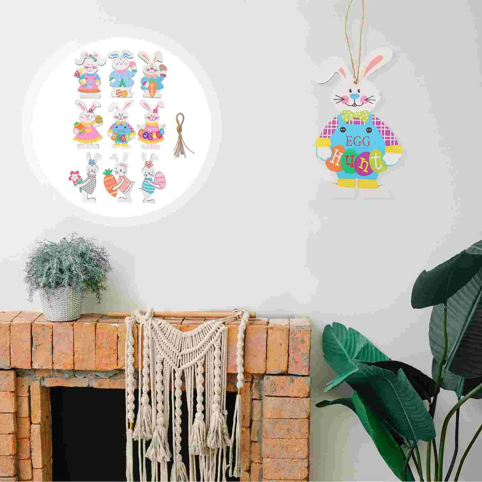 

9pcs Easter Front Door Sign Welcome Hanging Sign Wooden Hanging Door Tags