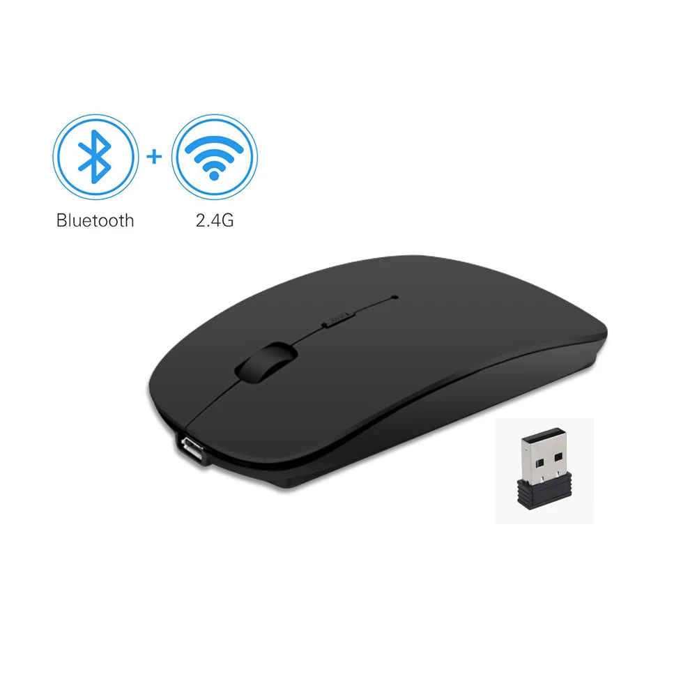 rechargeable ergonomic Dual Mode Bluetooth 3.0 Mouse 2.4G Wireless bluetooth Portable Optical Mouse with USB Nano Receiver