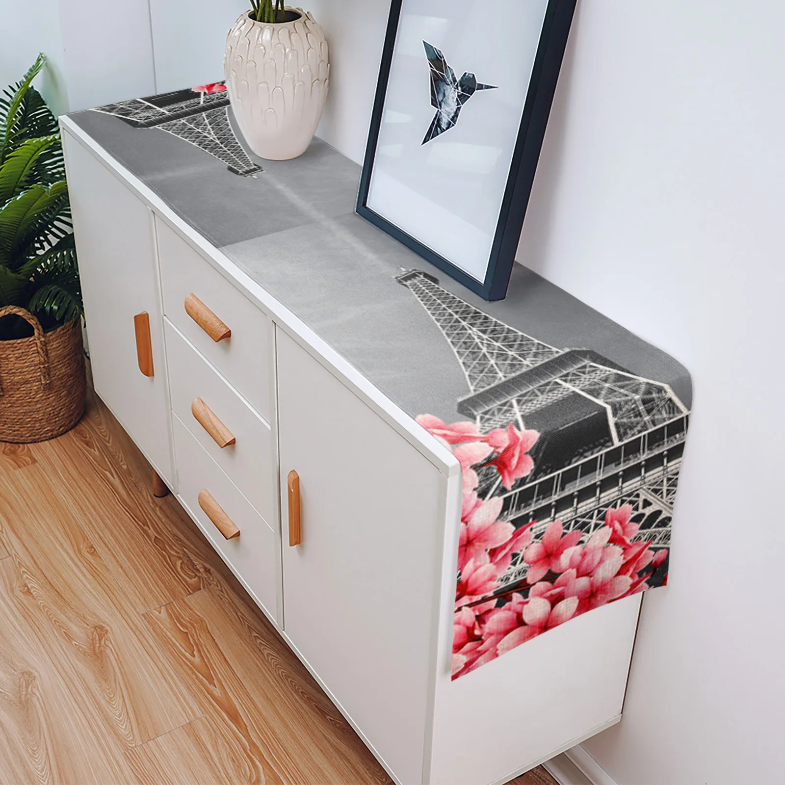 Розовая вишневая Цветочная настольная дорожка украшение для дома обеденного