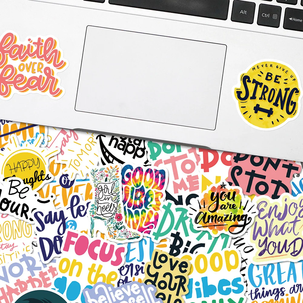 103050100pcs cute motivational phrases sticker inspirational life quotes stickers laptop scrapbooking office graffiti decals free global shipping