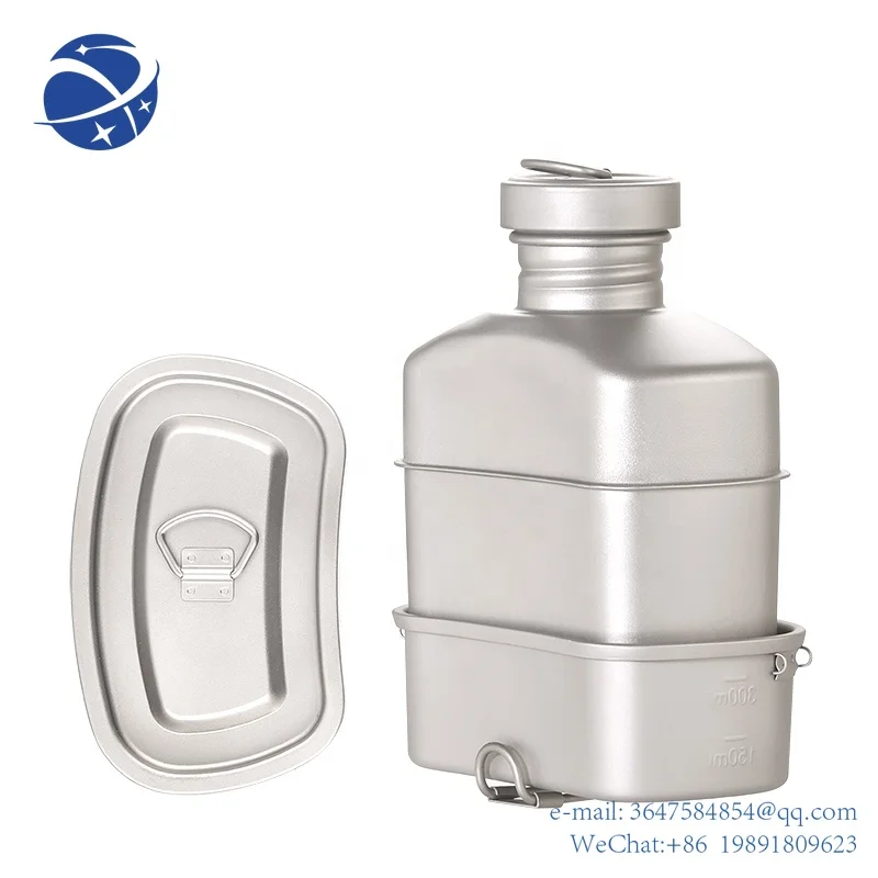 

Yun YiOutdoor titanium kettle set 1100ml Sports Kettle And 750ml Titanium Lunch Box Camping Bottles Water Cookerelectric
