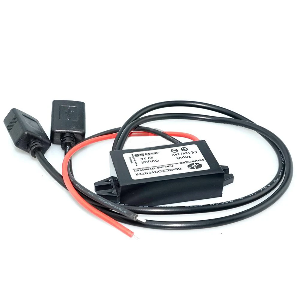 

1 PCS 12V To 5V 3A Dual USB Power Supply Adaptor DC Converter Connector Charger Power Tools Accessories
