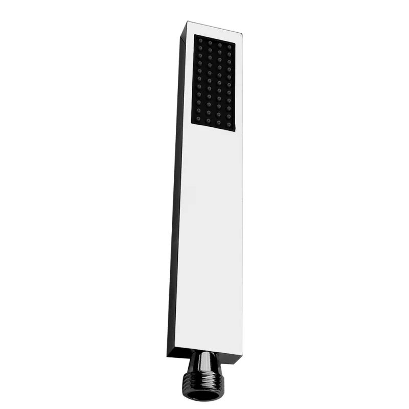 

BAKALA All Brass Square Chrome Or Black Hand Held Shower Head With Brass Wall Connector Holder And 1.5m Stainless Steel Hose