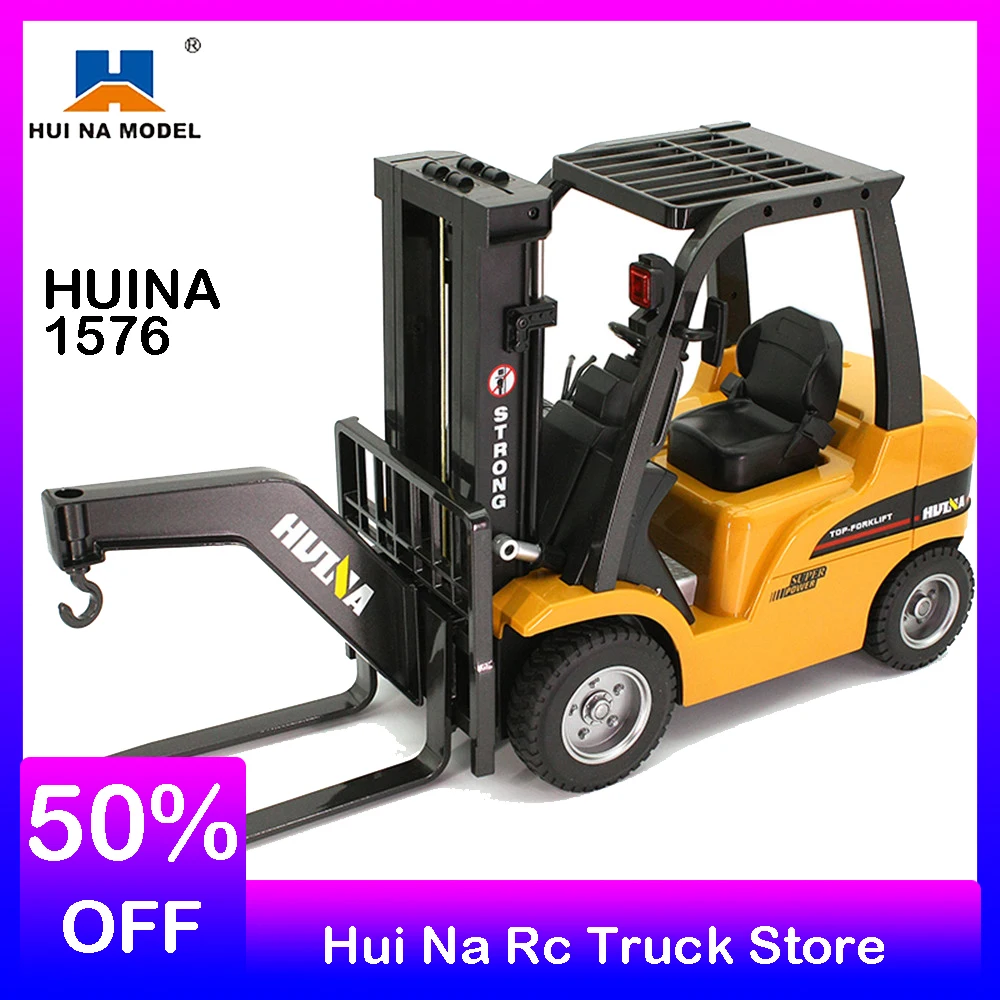 

HUINA 1576 1/10 Rc Car Remote Control Forklift Excavator Tractor Model Heavy Equipment Electric Miniature Cars Toy For Boy