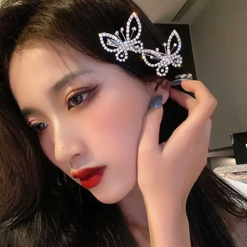 

Glitter Shiny Butterfly Hair Clip Hairpin Bangs Side Clip Rhinestone Butterfly Bangs Side Clip Girl Hair Accessories Headdress
