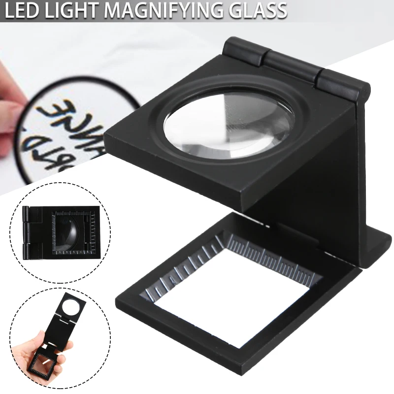 

Handheld Microscope Magnifying Glass Jewelers Loupe With Light Loop Double-layer Optical Glass Lens Built-in LED Light Designed