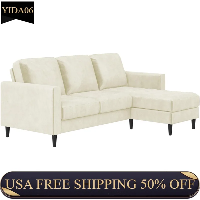 

CosmoLiving by Cosmopolitan Strummer Reversible Sectional Sofa Couch, Ivory