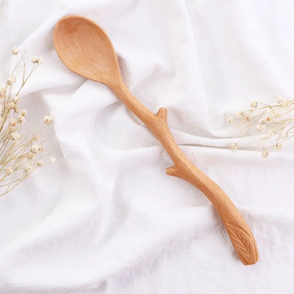 

Branch Shape Long Handle Cooking Flatware Tableware Soup Spoon Kitchen Utensil Stirring Spoon Wooden Spoon