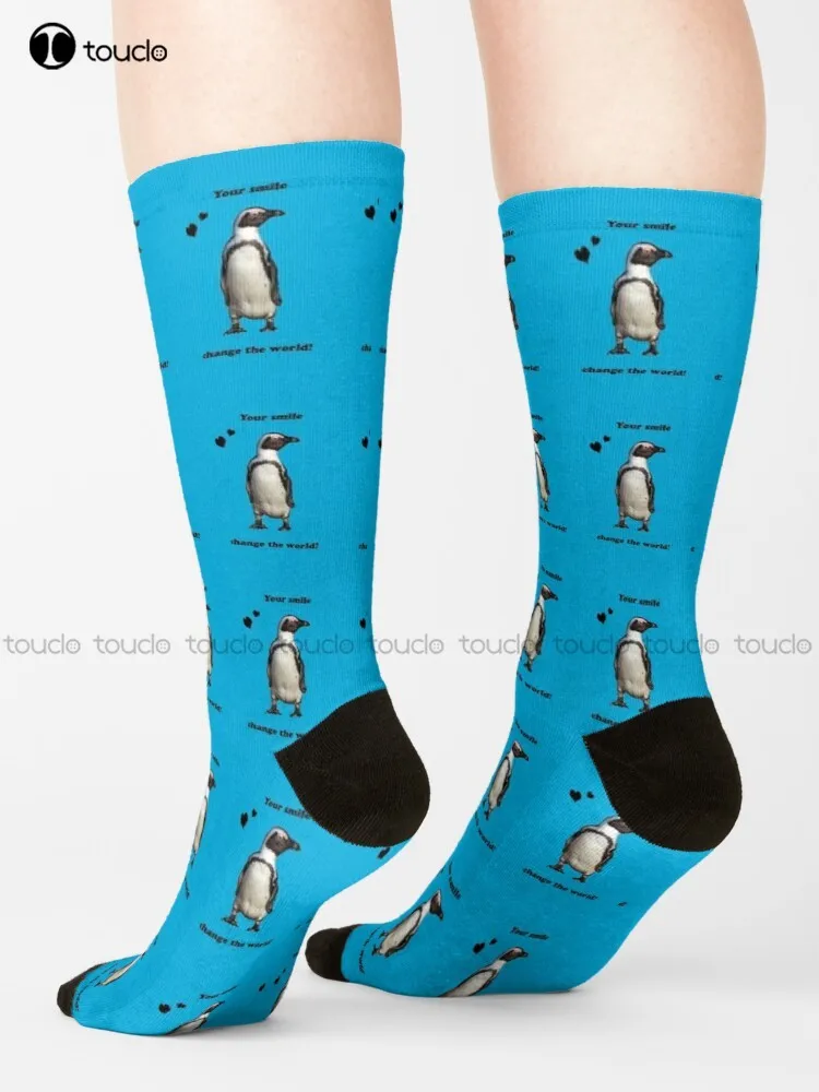 

Gift Idea Penguin Smile Photo Socks Long Black Socks High Quality Cute Elegant Lovely Kawaii Cartoon Sweet Harajuku Cotton Gift