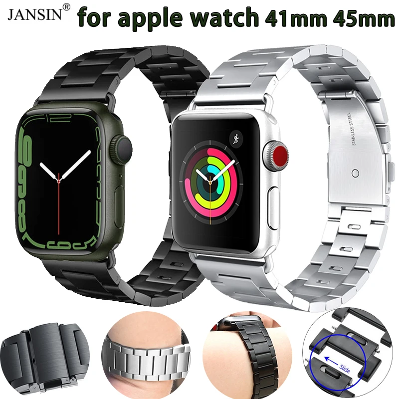 

Металлический ремешок для Apple Watch Band 44 мм 42 мм 40 мм 38 мм 41 45 мм, браслет из нержавеющей стали для смарт-часов iWatch 7 6 SE 5 4 3 Series