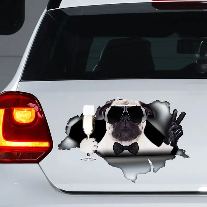 

Funny pug car decal , pug magnet, pug sticker
