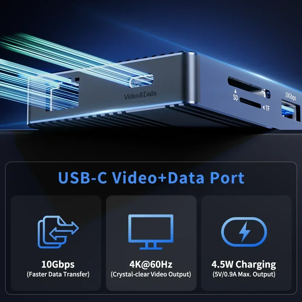 Фото Док-станция Acasis 14 в 1 USB-C 3.1 Type-C к HDMI-концентратору 10 Гбит/с 4K/60 Гц PD100W 1000 Мбит/с Ethernet 85 Вт Вход для концентратора ноутбука №5