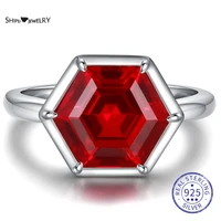 shipei vintage 100 925 sterling silver asscher cut ruby gemstone wedding engagement ring fine jewelry wholesale drop shipping