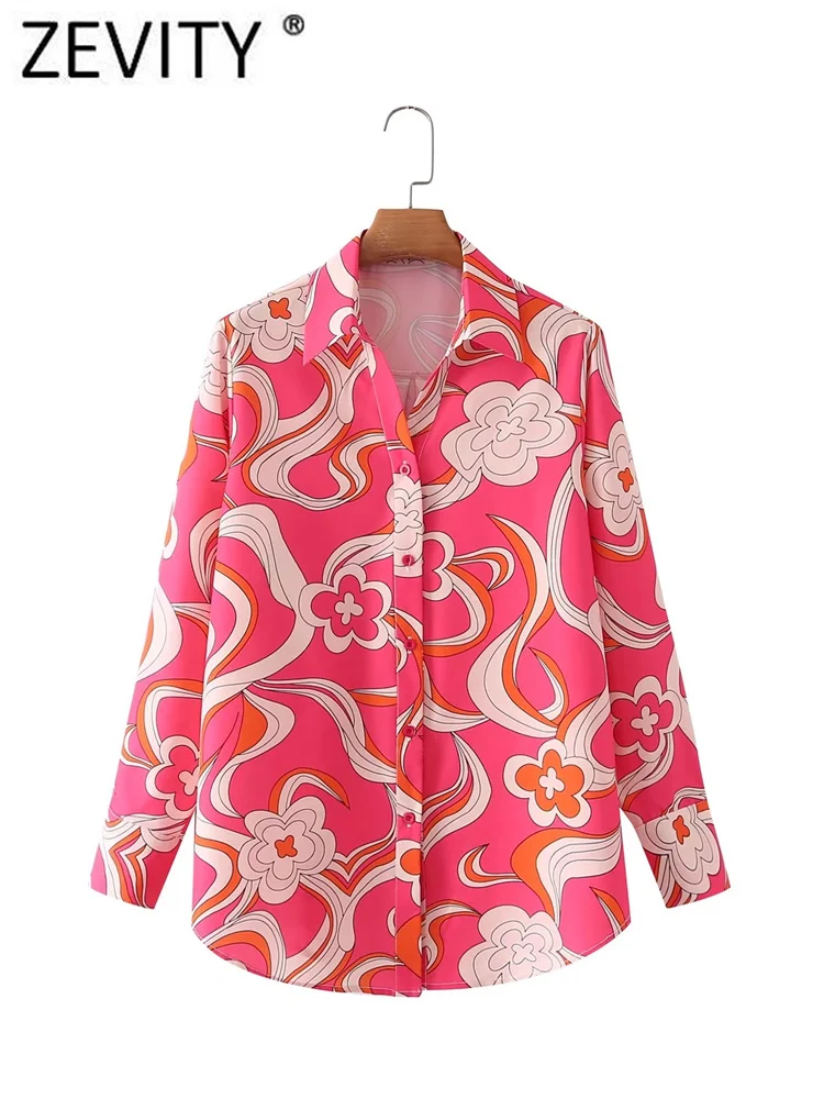 

Zevity Women Vintage Totem Floral Print Casual Shirt Office Lady Long Sleeve Business Blouse Chic Chemise Blusas Tops LS1469