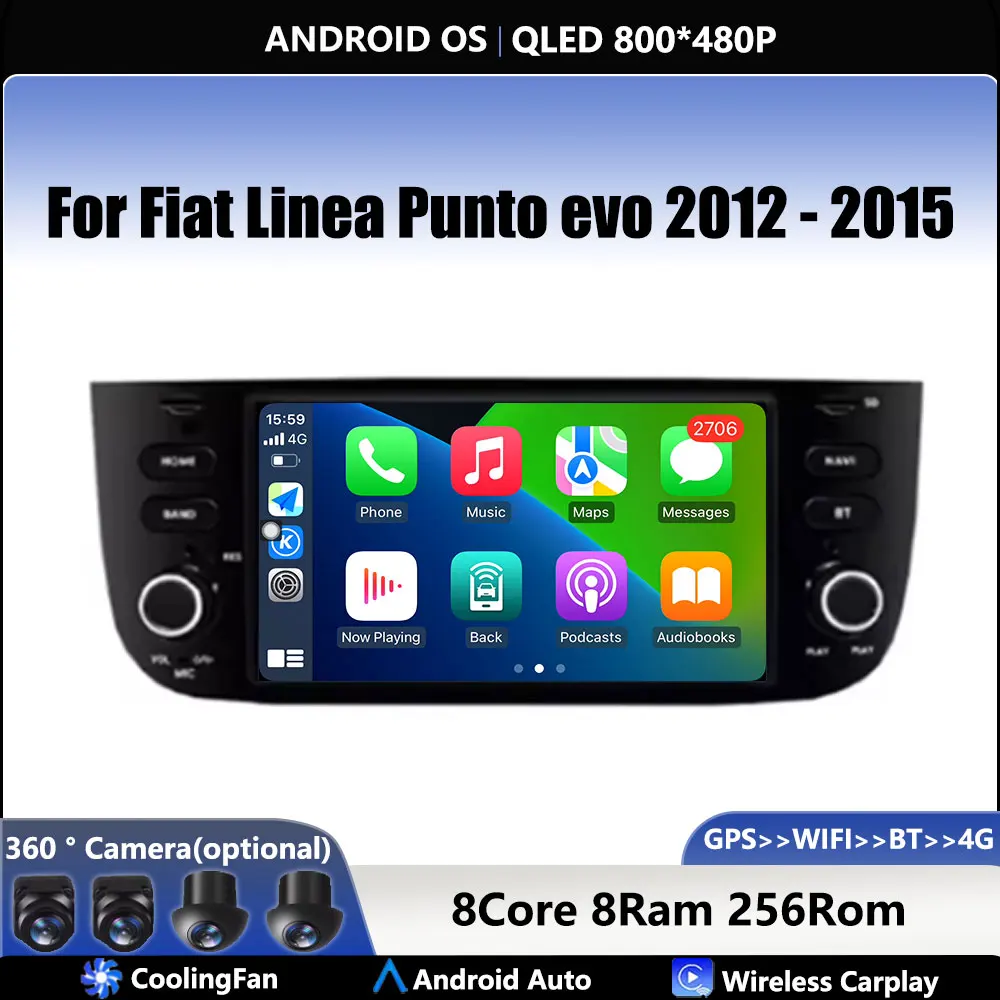 6 2 дюйма 4G для Fiat Linea Punto evo 2012-2015 автомобильный Carplay Android OS радионавигация GPS