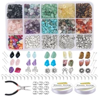 irregular chips stone beads natural gemstone beads kit with earring hooks spacer beads pendants charms for diy jewelry