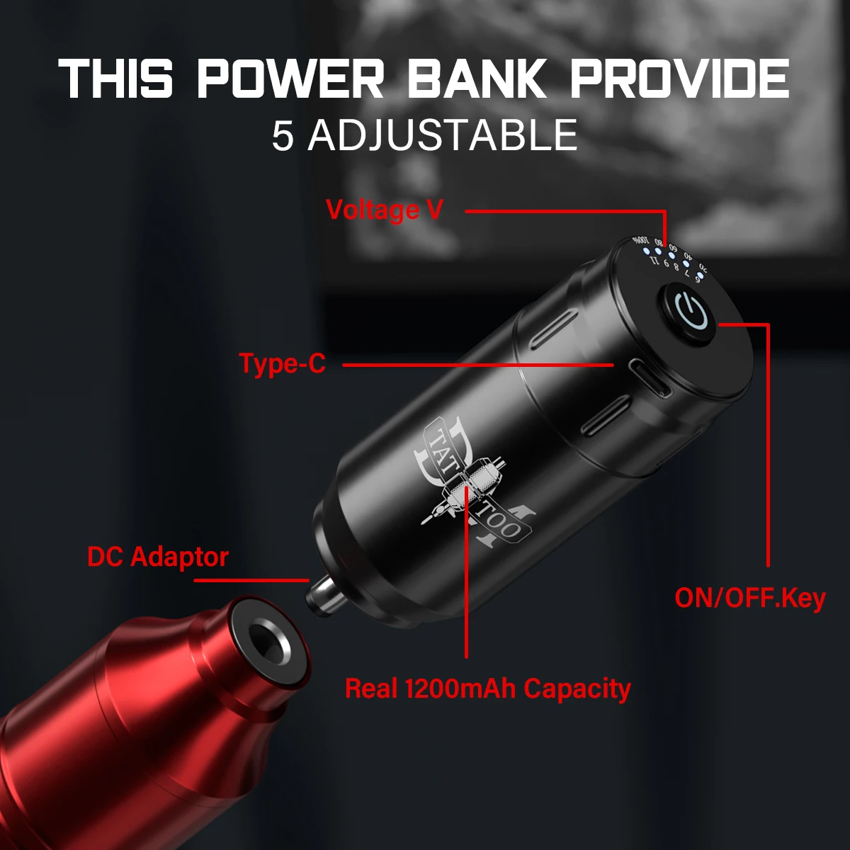 Набор для тату-машинки беспроводной 1200 мАч