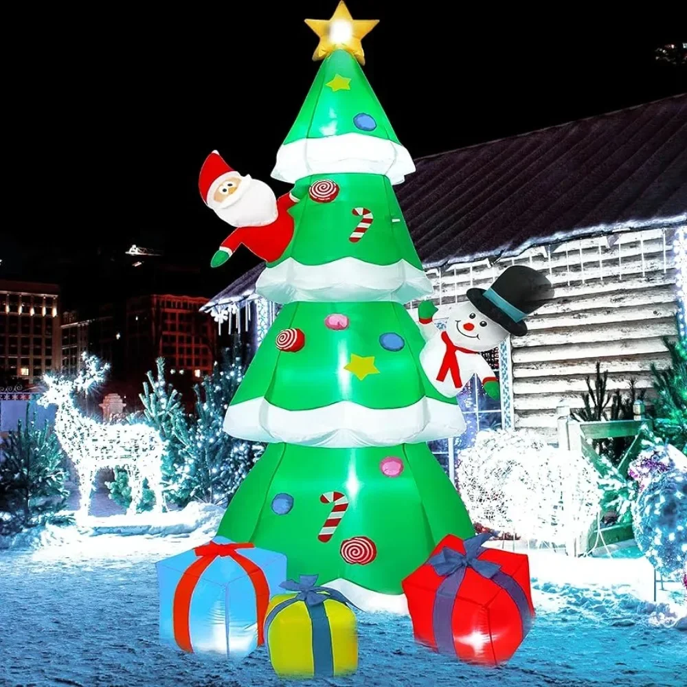 

Christmas Tree Inflatable Outdoor Decoration, 8 Ft Giant LED Light Up Xmas Blowup Tree Indoor Outdoor Yard Lawn Winter Décor