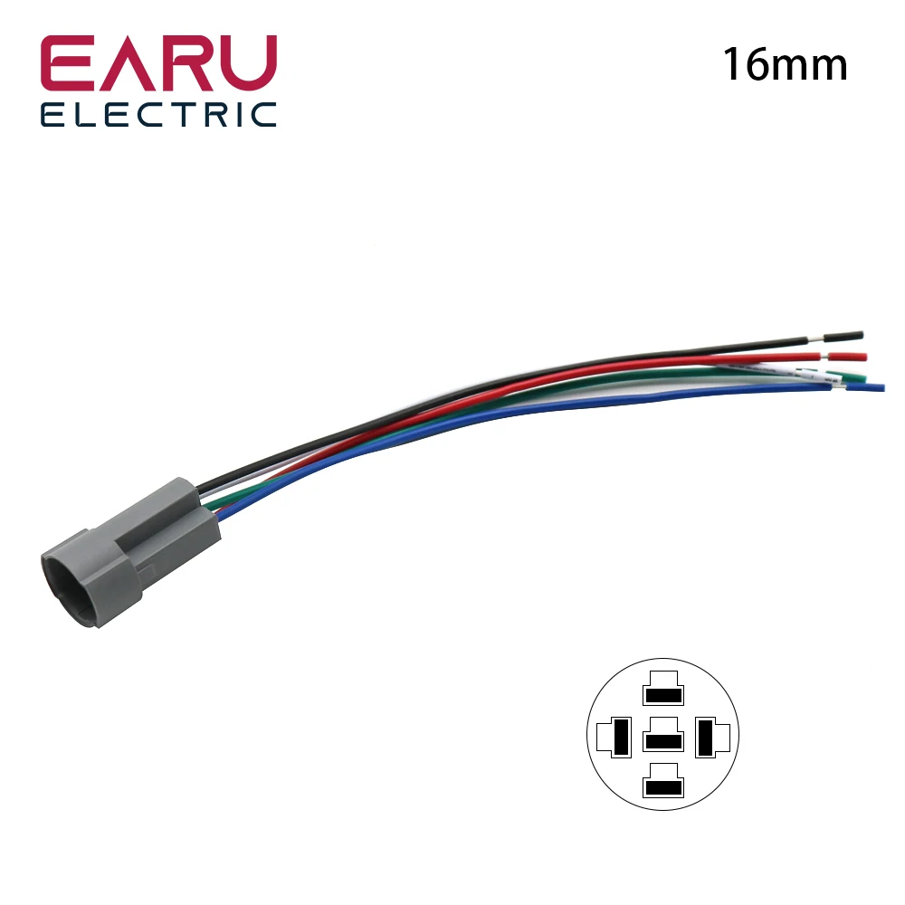 

16 мм, 19 мм, 22 мм, 25 мм, разъем кабеля питания для металлического кнопочного переключателя, проводка 2-6 проводов, стабильная кнопка освещения лампы, 15 см