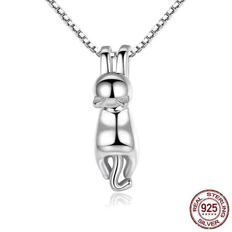 

RUIYI S925 Серебряная Милая кошка модное ожерелье для пары Scn032