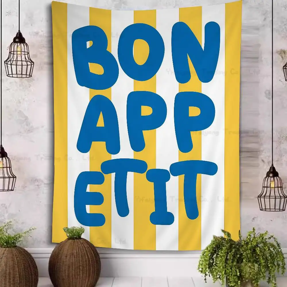 Бон Appetit полосатый французский цитата красочный гобелен настенный богемный настенный гобелен Мандала настенные листы (art.: 3920d421bf32a) - 3920d421bf32a