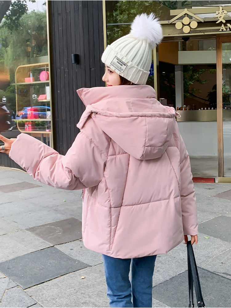 Winter Clothes Women 2023 Winter New Fashion Solid Hooded Coat Temperament Commuter Warm Cotton Coat 7 Colors Available