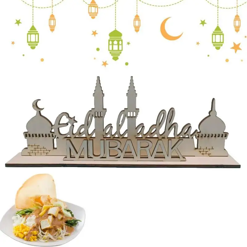 

Wooden EID Table Ornaments Moon Castle Table Decor 2023 Eid Al Adha Celebrate Al Adha Gifts Desktop Home Party Decoration