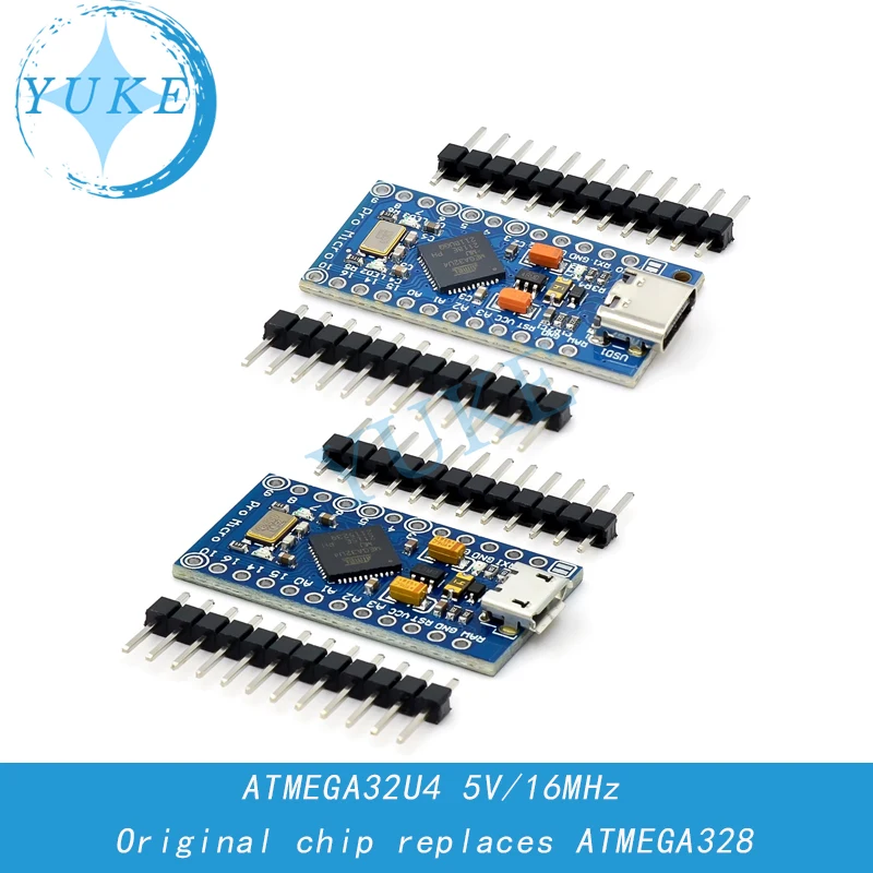 Micro/Mini/Type-C ATmega32U4 5 в 16 МГц 2-рядная игла для Arduino Pro Mini, для Leonardo UNO R3 оригинальный чип заменяет ATMEGA328