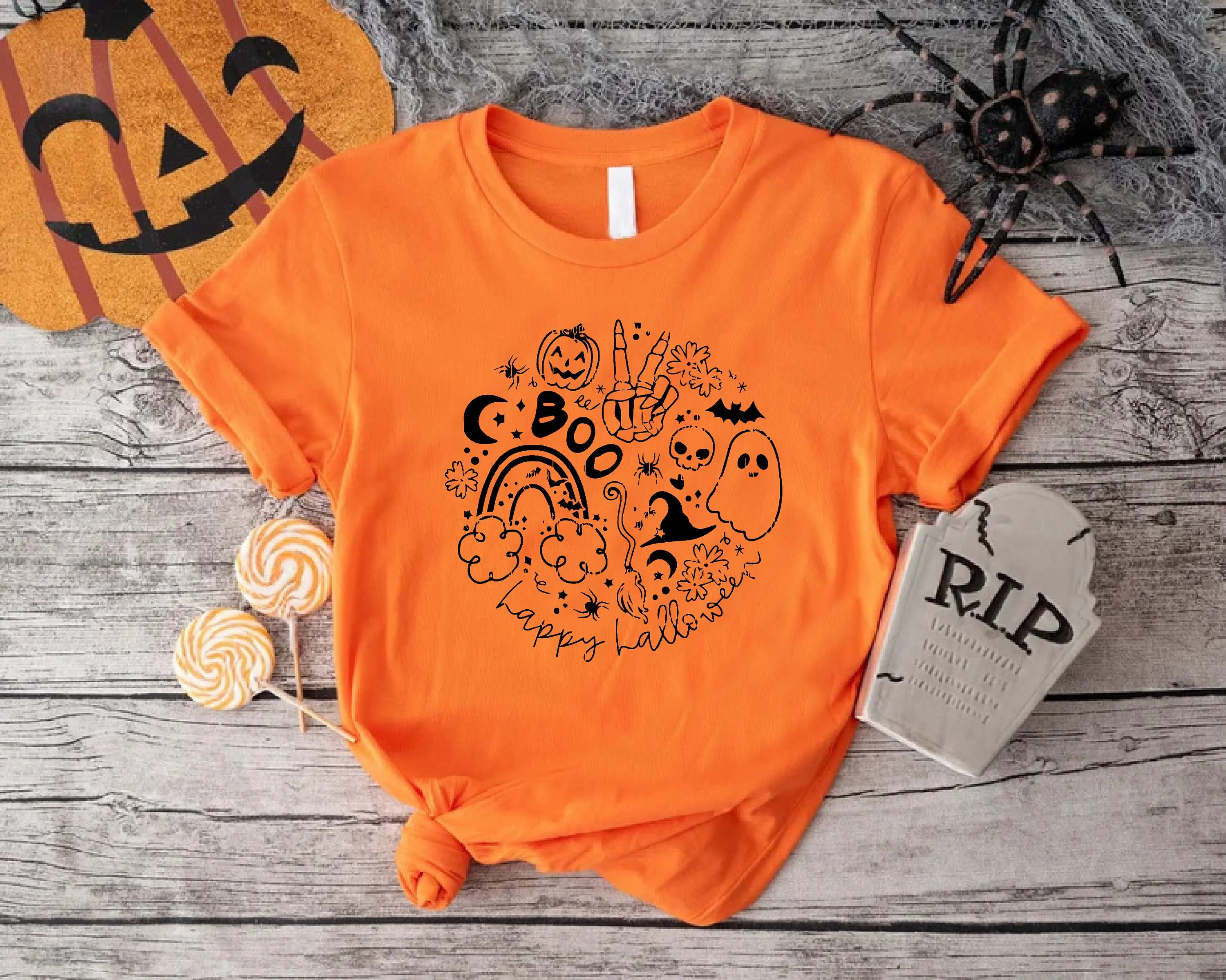 Футболка Boo на Хэллоуин милая тыква для части жуткий дизайн сезон кровавая луна