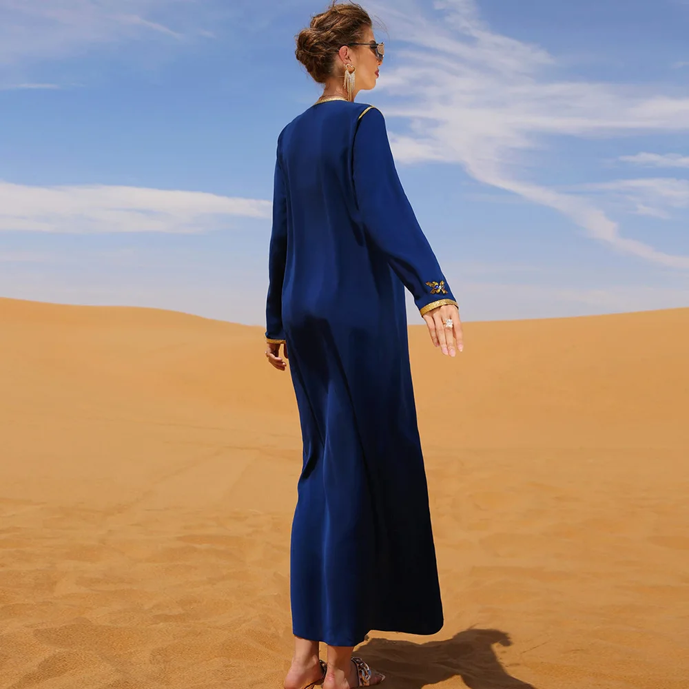 Moroccan Kaftan Muslim Dress 2022 Diamonds Abayas for Women Dubai Saudi Arabic Abaya Dress Islamic Clothes Party Eid Djellaba