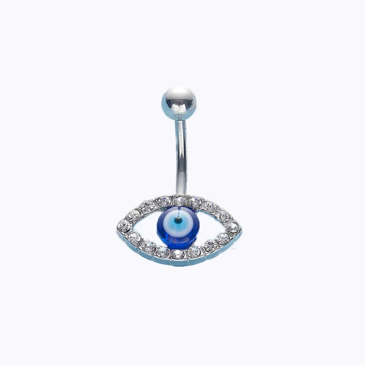 

New Turkey Blue Eyes Evil Eyes Navel Ring 316L Stainless Steel Barbell Bell Button Ring Surgical Steel Body Piercing Jewelry