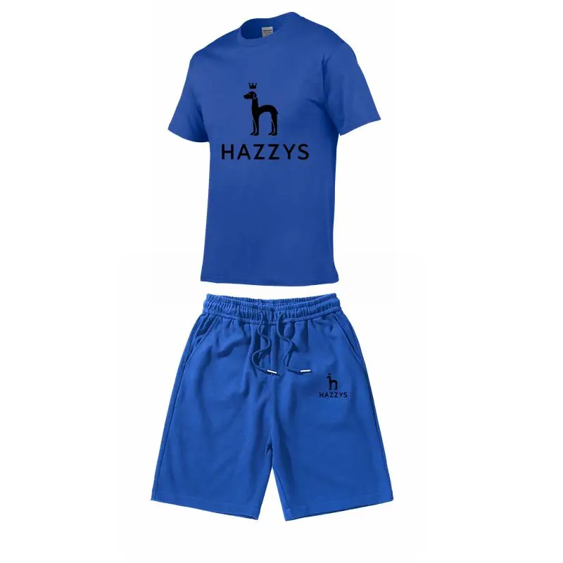 Hazzys printed short-sleeved T-shirt men's new summer cool casual sports suit