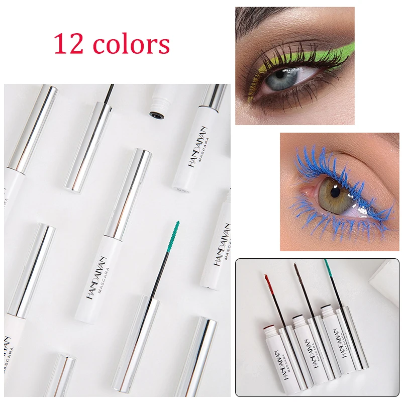 

12 Colors White Mascara Eyelashes Curling Liquid Pen Mascaras Eye Makeup Eye Lash Thick Cosmetics Tool Lengthening Colored Brush