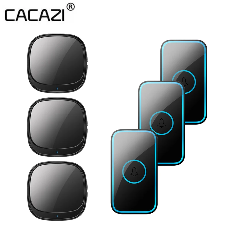 

CACAZI USB Wireless Doorbell Waterproof 110db 60 Chimes 300M Range Intelligent Door Bell 1 2 Button 3 4 5 Receiver 2021 Newest