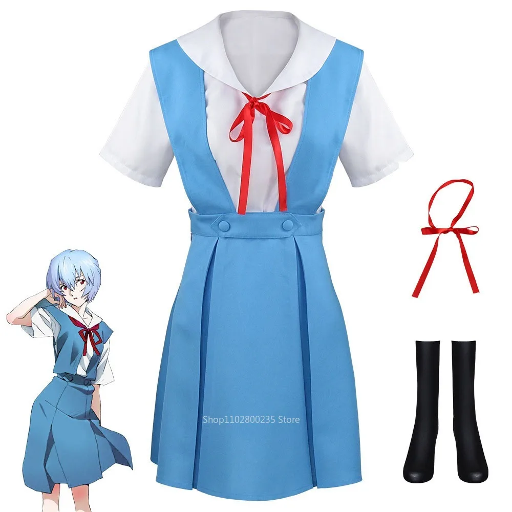 

Anime Asuka Langley Soryu Cosplay Costume Tokyo Ayanami Rei Girl Women School Uniform Dresses Suit Halloween Party Clothing