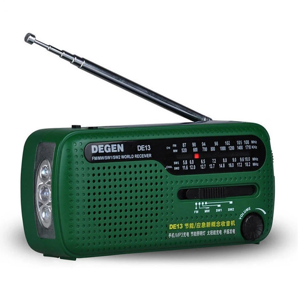

Camping Survival Radio Rechargeable Outdoor Solar Hand Crank Radio Emergency LED Flashlight Built-in Speaker