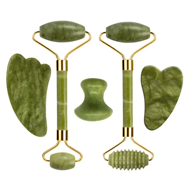 

Natural Jade Stone Gouache Scraper Face Roller Gua Sha Massager For Face Body Massage Set Anti-Wrinkle Beauty Relaxation Tool