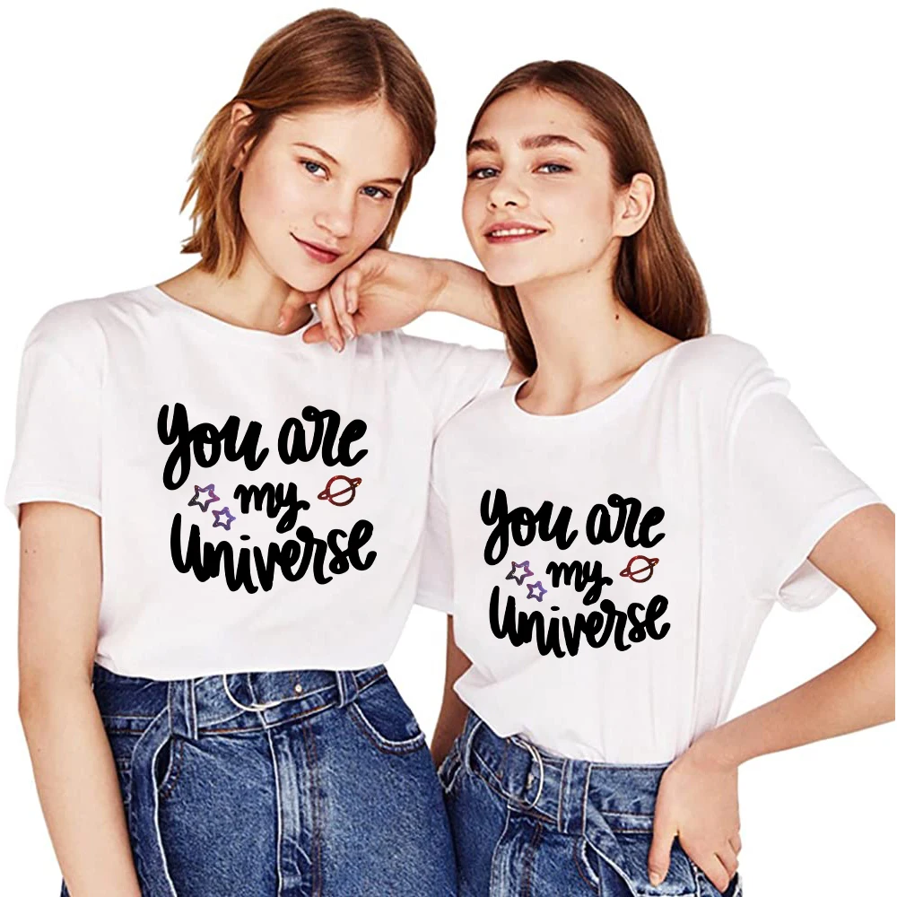 

Summer Women Cotton T-Shirt You Are My Universe Print Cute Funny Casual Girl Tops O-neck Female Tees
