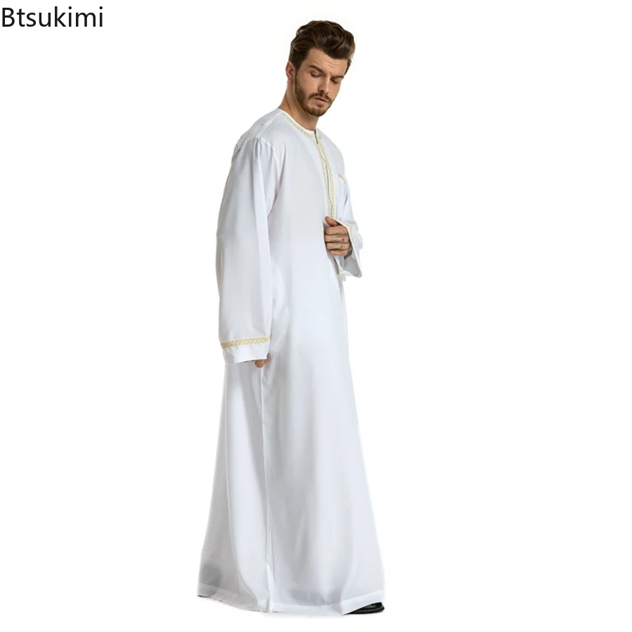 2023 Fashion Muslim Clothes for Man Abaya Long Sleeve Loose Casual Solid Color Qamis Man Moroccan Jelaba Caftan Islam Clothing