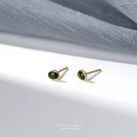 s999 sterling silver exquisite temperament avocado green small stud earrings for women minimalist jewelry