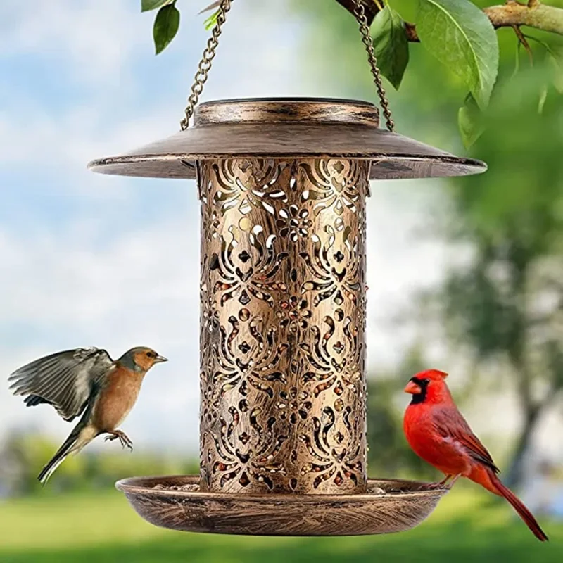 

Solar Bird Feeders For Outside Metal Bird Feeders Outdoor Hanging,Wild Bird Feeders For Bird Lovers Garden Cardinals