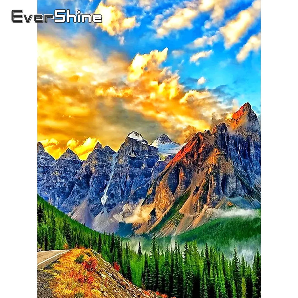 

EverShine горная Алмазная вышивка, закат, мозаика, фотообои, вышивка крестиком, стразы, DIY Декор для дома
